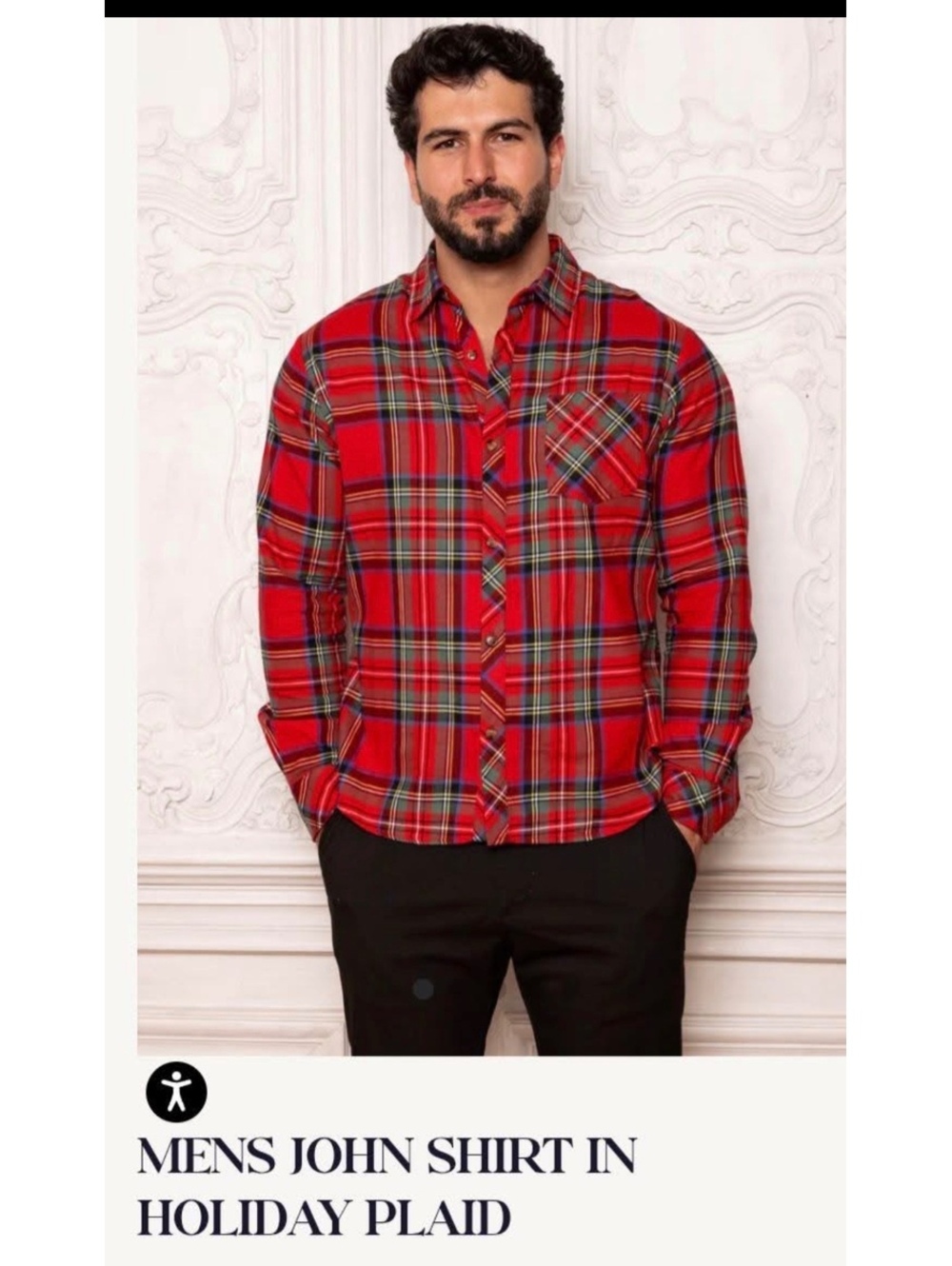 Men’s John shirt in holiday plaid by Ivy City Co - size medium